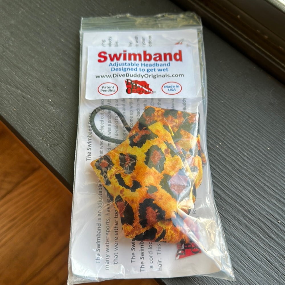 Swimband adjustable headband~leopard print